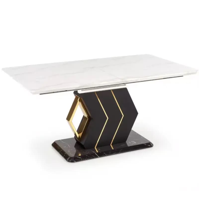 Rozkladací stôl Vincenzo 160/200x90cm Mdf/Oceľ – Biely/Čierna 1