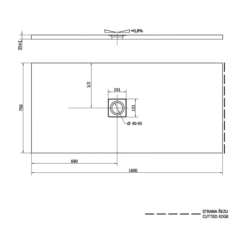 POLYSAN - FLEXIA sprchová vanička z liateho mramoru s možnosťou úpravy rozmeru 160x75cm 72921 2
