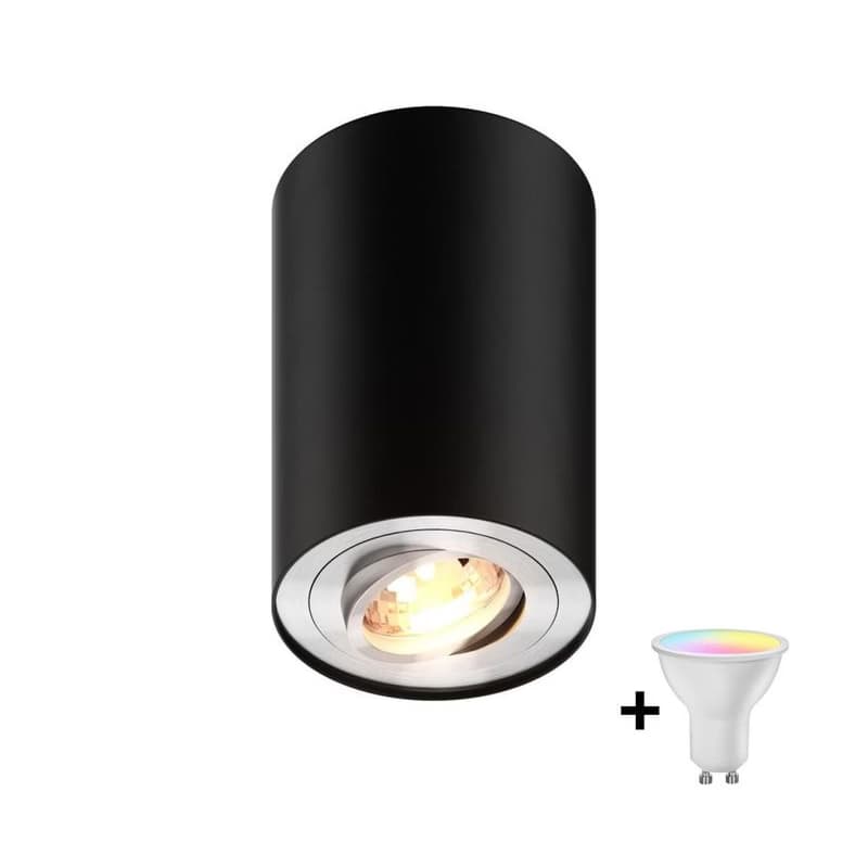 Zuma Line 89201-N - LED RGBW stmievateľné bodové svietidlo RONDOO 1xGU10/4,8W/230V čierne + diaľkové ovládanie ZL0285+AI2382 1