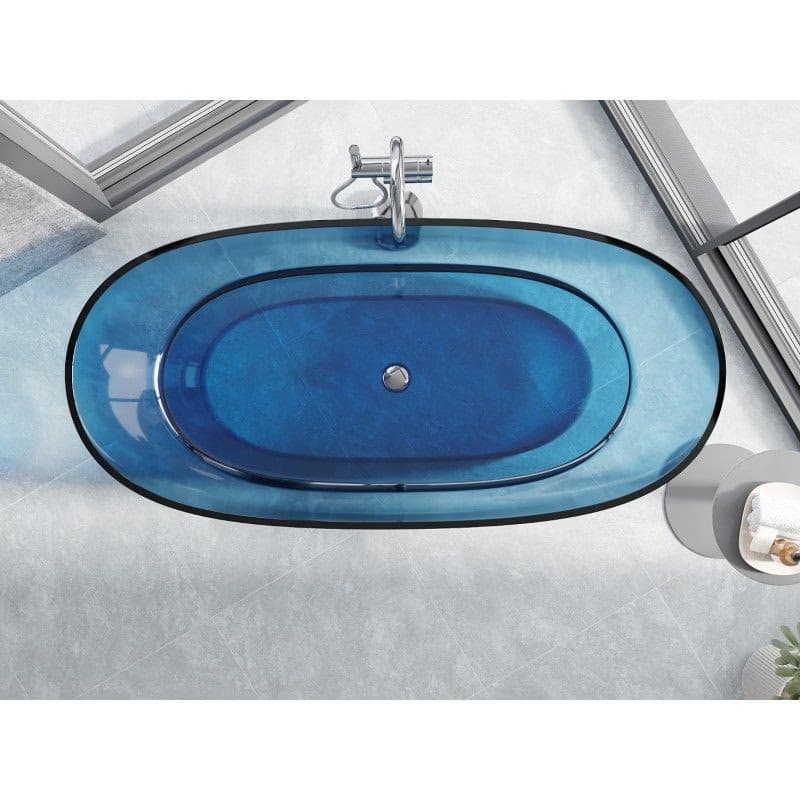 MEXEN - Pure denim voľne stojaca vaňa transparentná 170 x 80, korok chróm 58071708007 6