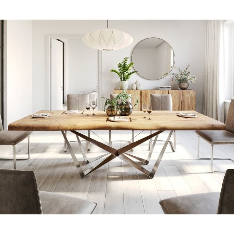 Jedálenský stôl Edge 260x100 XL akácia prírodná Spider plochá oceľ 2