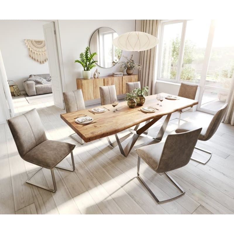 Jedálenský stôl Edge 260x100 XL akácia prírodná Spider plochá oceľ 6