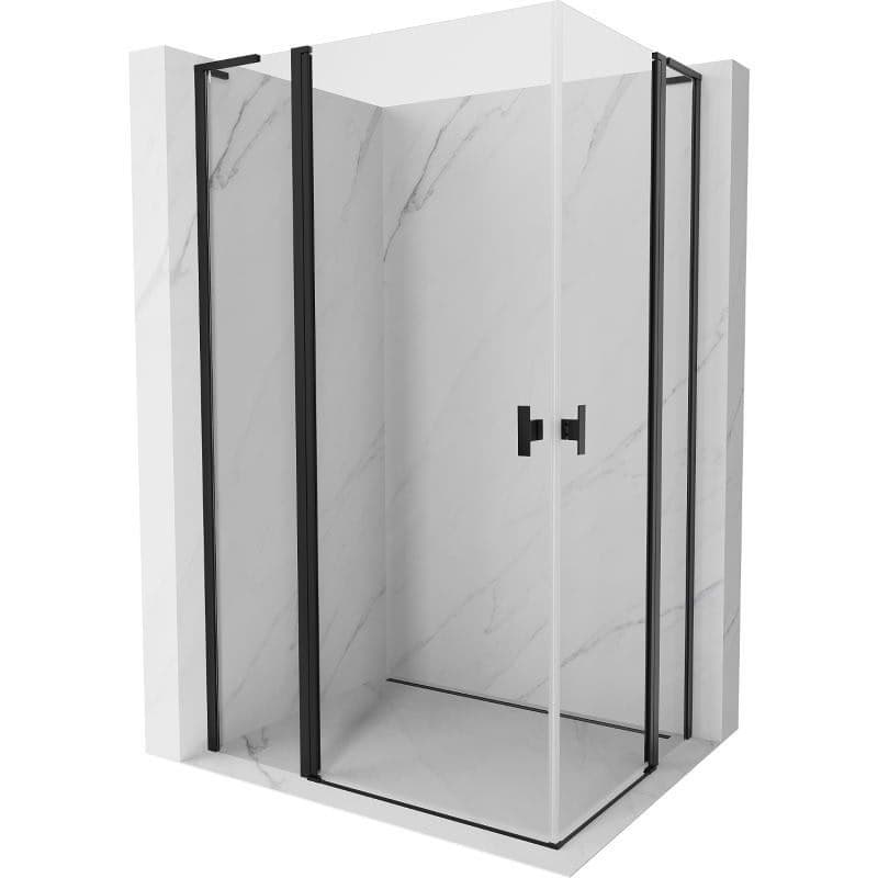 MEXEN/S - Mist L Duo sprchovací kút dvere krídlové 105 x 100, transparent, čierna 8A4L-105-100-70-00