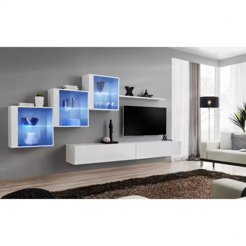 Obývacia stena Switch XIX Sklo +LED Biely 1