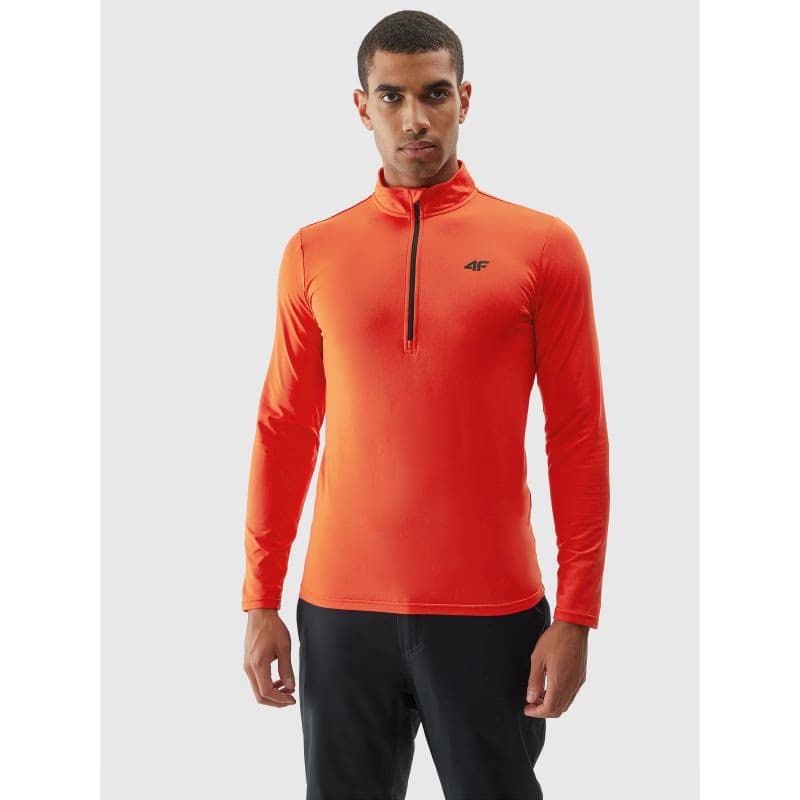 Pánska zateplená lyžiarska mikina s 1 2 zipsom 4F BRUSHED UNDERWEAR-AW23UBRUM035-62S-RED 2