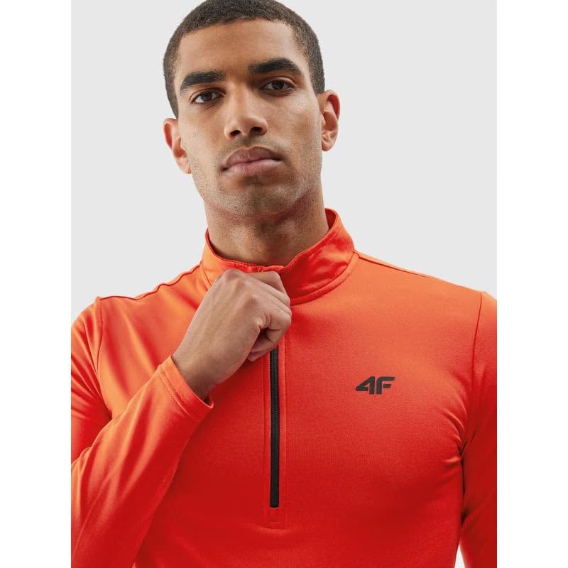 Pánska zateplená lyžiarska mikina s 1 2 zipsom 4F BRUSHED UNDERWEAR-AW23UBRUM035-62S-RED 4