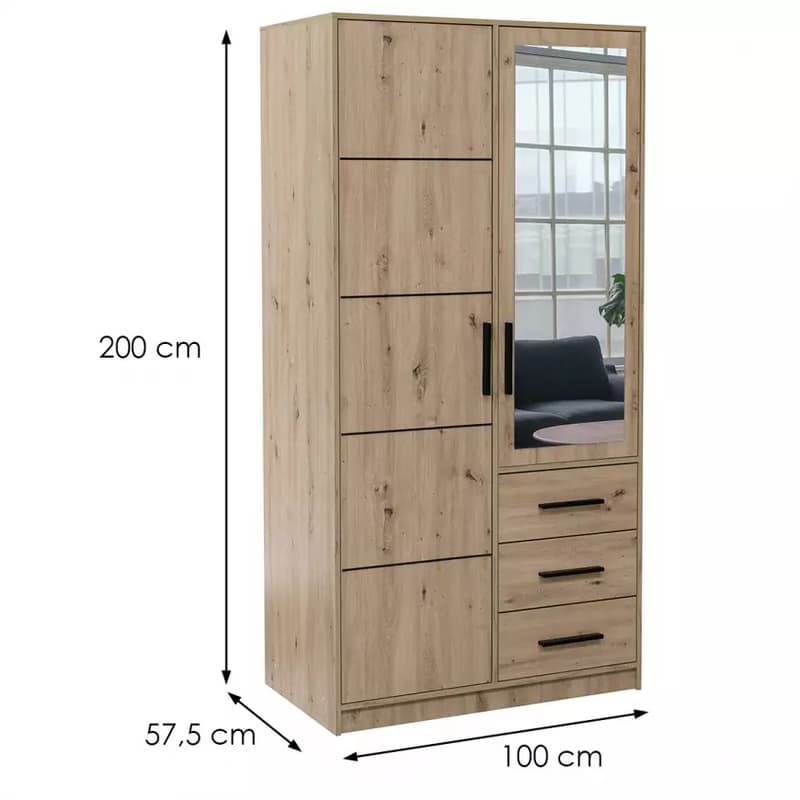 ArtStol Šatníková skriňa s nadstavcom KOS D2 | dub artisan 3