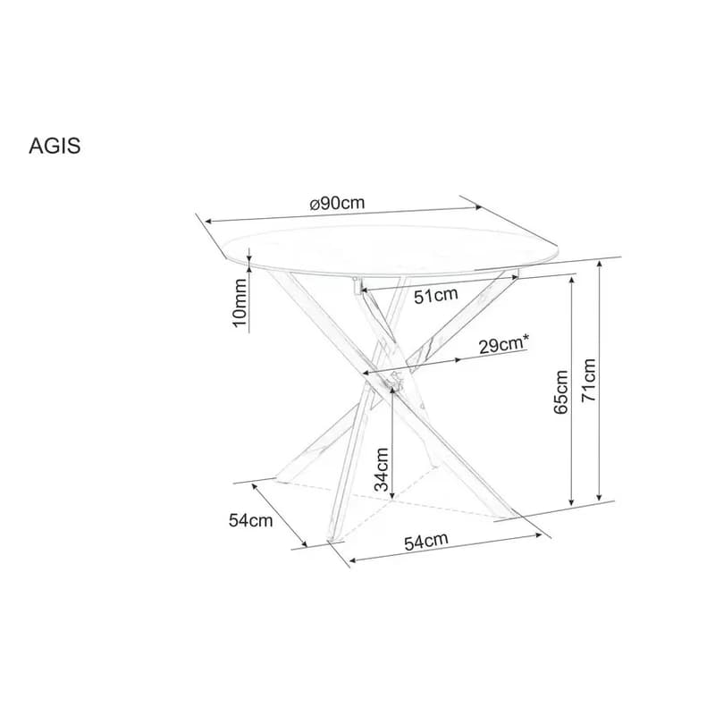 Signal Jedálenský stôl AGIS | čierny mat 90 cm 6