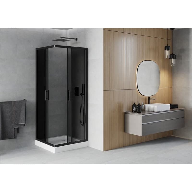MEXEN/S - Rio sprchovací kút štvorec 80 x 80, grafit, čierny + vanička Rio vrátane výpuste 860-080-080-70-40-4510 3