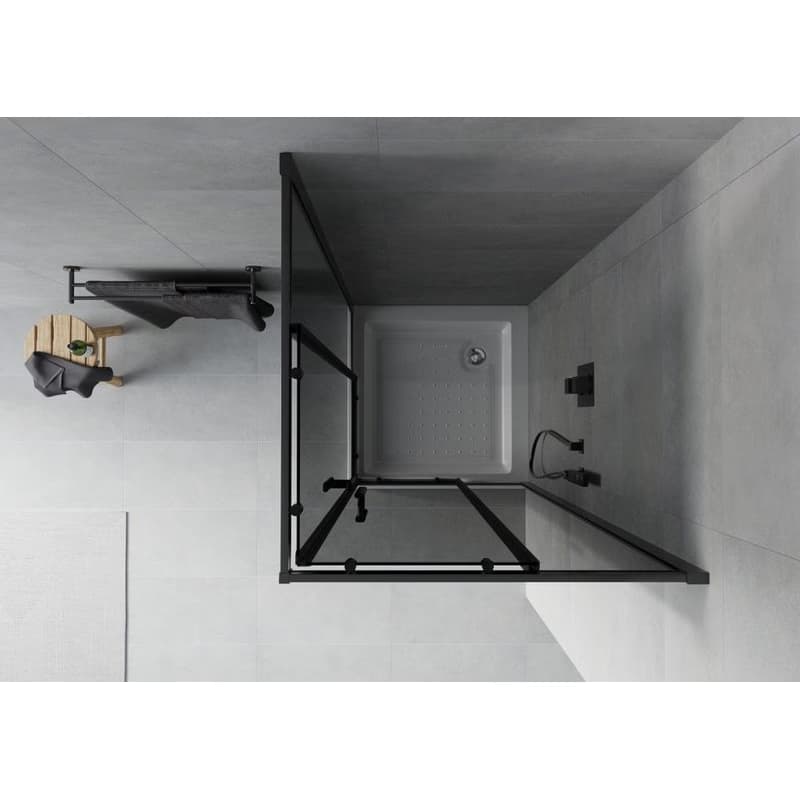 MEXEN/S - Rio sprchovací kút štvorec 80 x 80, grafit, čierny + vanička Rio vrátane výpuste 860-080-080-70-40-4510 4
