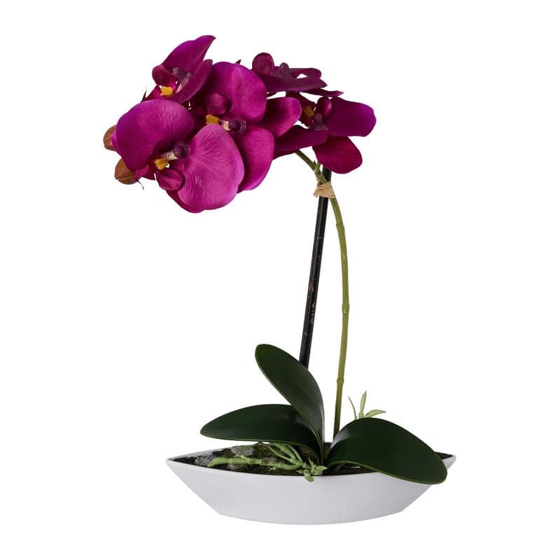 Umelá orchidea v oválnej miske, 30 cm, fialová 1