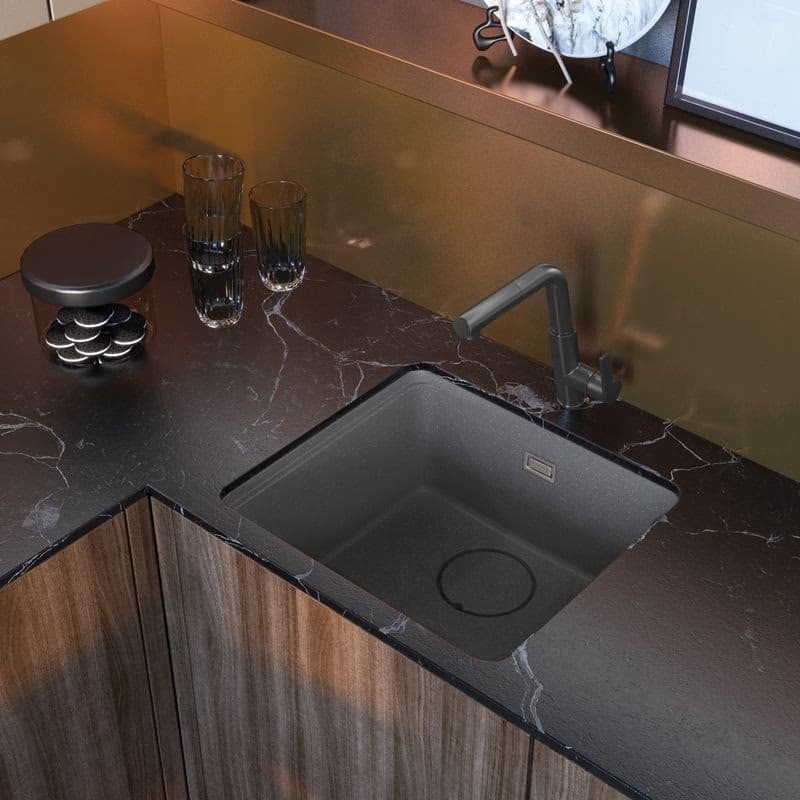 DEANTE DEANTE - Momi metallic grey Granitový drez, 1-bowl ZKM_S10A 4