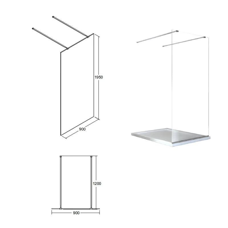 BESCO - Walk-in sprchovací kút AVEO DUE - Pevná stena - 30 cm, Rozmer A - 90 cm BCAVEODUE90+BCAVEO30 3