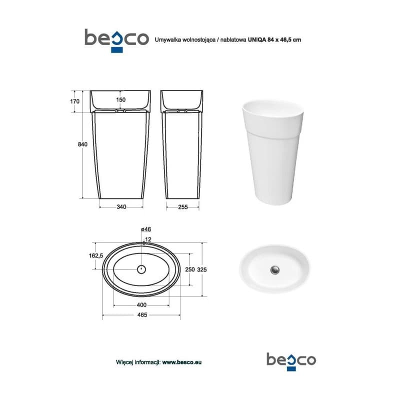 BESCO - Voľne stojace umývadlo UNIQA Black&White KEUNIVSBW 3