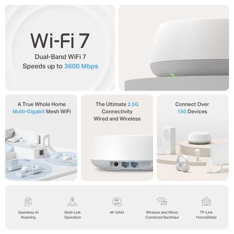 TP-Link Deco BE25(3-pack) WiFi7 Mesh (BE3600, 2, 4GHz/5GHz, 2x2, 5GbELAN/WAN) 3