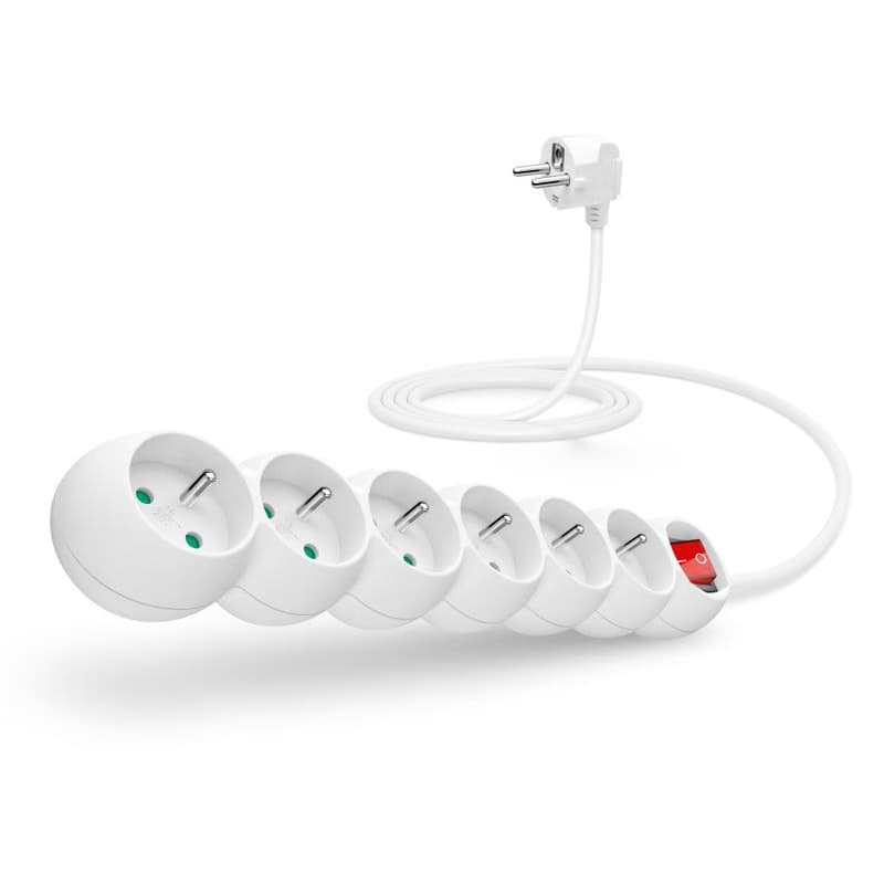 CONNECT IT predlžovací kábel 230 V, 6 zásuviek, 2 m, s vypínačom (biely) 1