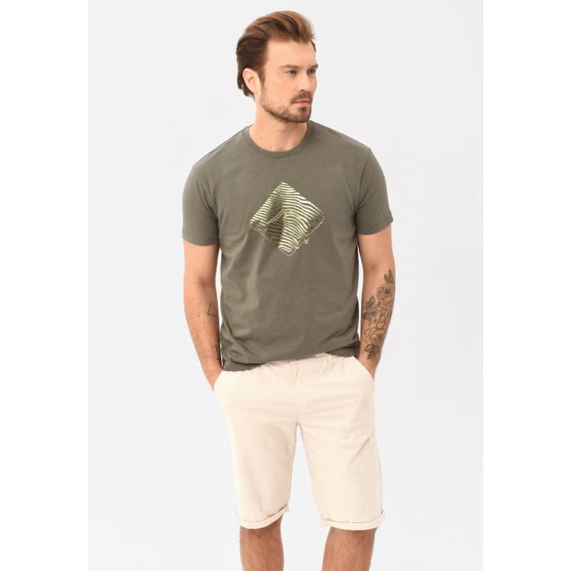 Pánske tričko s krátkym rukávom VOLCANO LIQUID-302-KHAKI 2