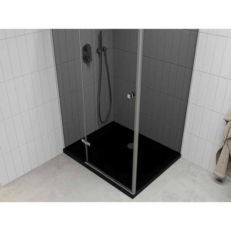 MEXEN/S - Roma sprchovací kút 100x80, grafit, chróm + čierna vanička so sifónom 854-100-080-01-40-4070 4