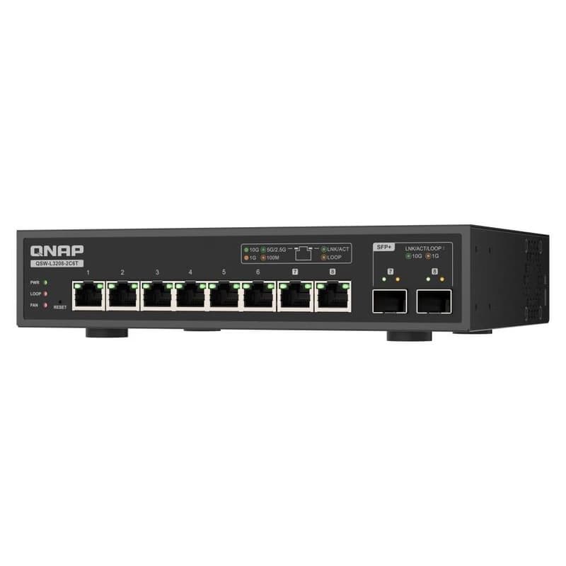 QNAP switch QSW-L3208-2C6T (6x 10GbE port, 2x 10G SFP+/NBASE-T Combo, Lite Managed) 6
