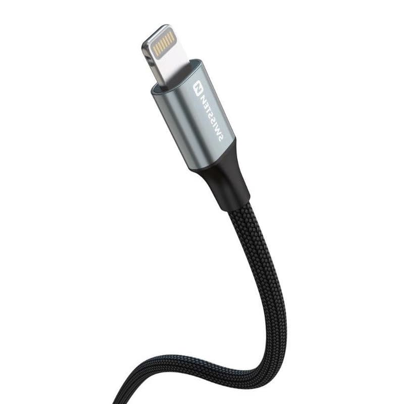 SWISSTEN DÁTOVÝ KÁBEL TEXTILE II USB-C / LIGHTNING 1,5 M ČIERNY 4