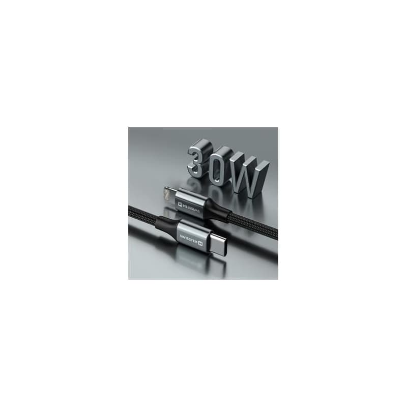 SWISSTEN DÁTOVÝ KÁBEL TEXTILE II USB-C / LIGHTNING 1,5 M ČIERNY 6