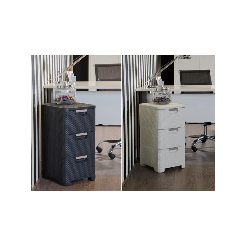 CURVER Zásuvkový regál RATTAN 4x14L | hnedá 2
