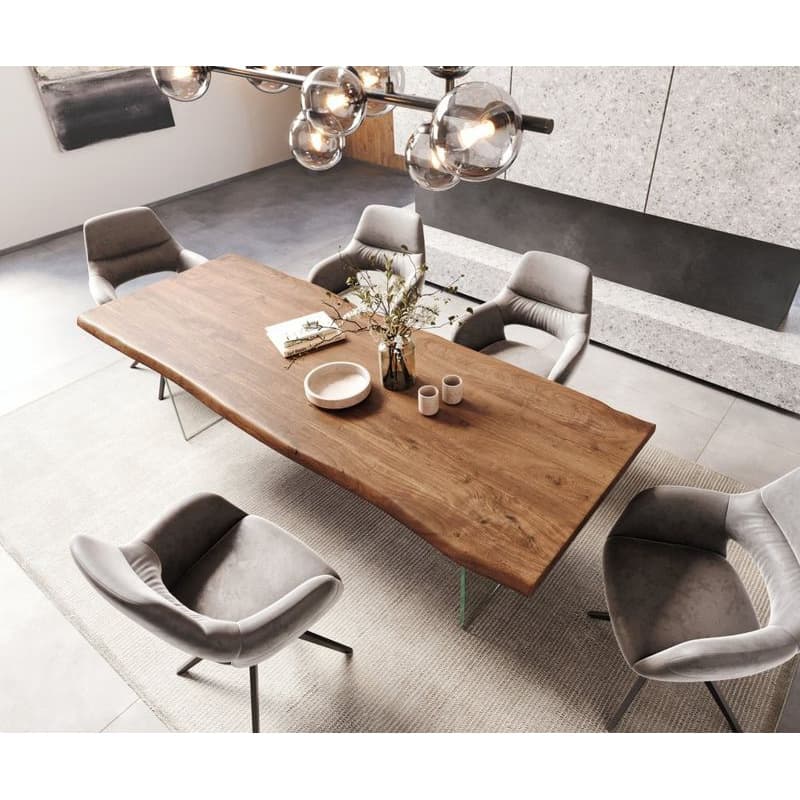 Jedálenský stôl Edge 260x100 XL akácia hnedá sklo Live-Edge 4