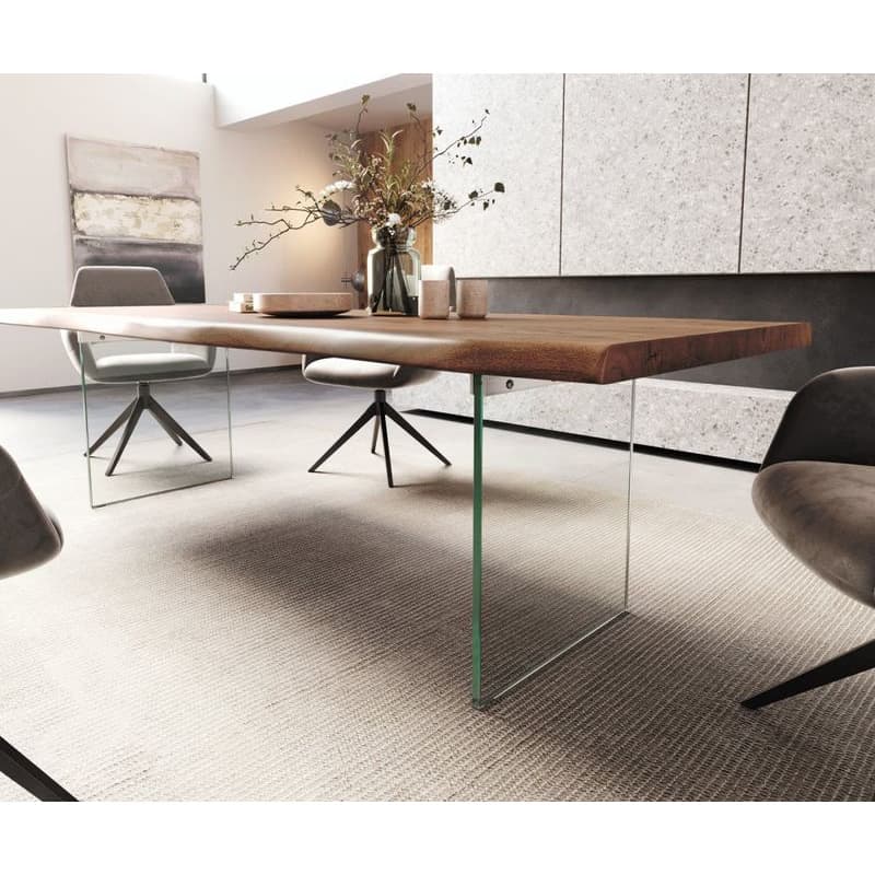 Jedálenský stôl Edge 260x100 XL akácia hnedá sklo Live-Edge 5
