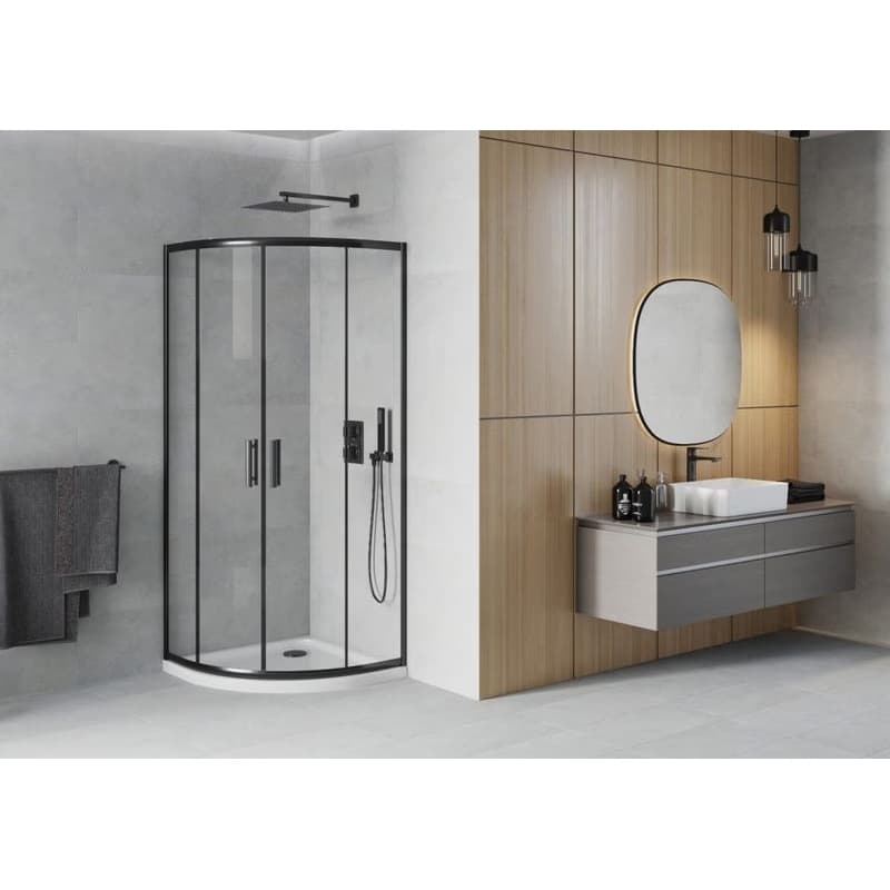 MEXEN/S - Rio Sprchovací kút 80 x 80, transparent, čierny + vanička vrátane sifónu 863-080-080-70-00-4110B 2