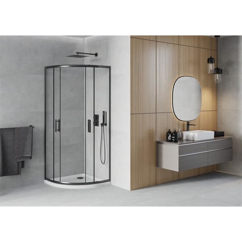 MEXEN/S - Rio Sprchovací kút 80 x 80, transparent, čierny + vanička vrátane sifónu 863-080-080-70-00-4110B 3