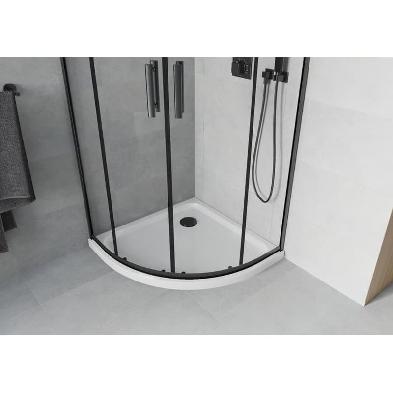 MEXEN/S - Rio Sprchovací kút 80 x 80, transparent, čierny + vanička vrátane sifónu 863-080-080-70-00-4110B 4