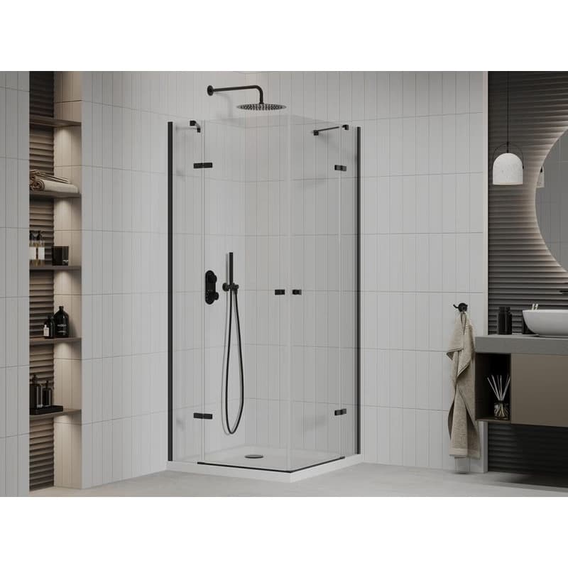 MEXEN/S - Roma Duo sprchovací kút 80x80, transparent, čierna + vanička so sifónom 854-080-080-70-02-4010B 2