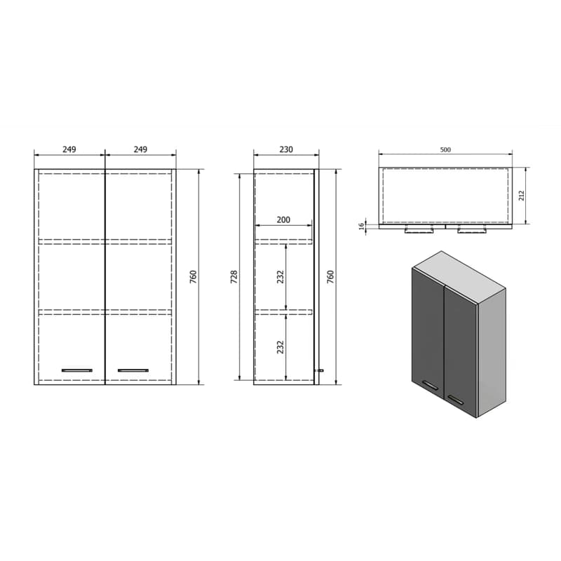 AQUALINE - ZOJA/KERAMIA FRESH skrinka horná 50x76x23cm, dub platin 51304 5