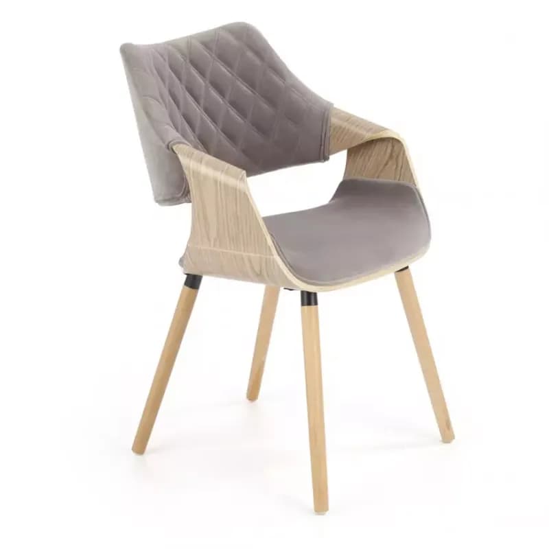 Stolička K396 drevo/velvet svetlý dub/popol 56x55x77 1