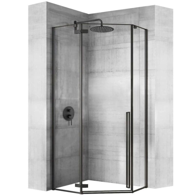 REA/S - Sprchovací kút DIAMOND 90x90 - matná čierna + sprchova vanička Diamond, biela KPL-05622