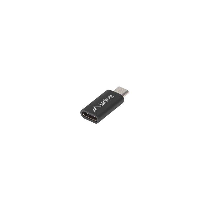 LANBERG adaptér USB-C (F) 2.0 na USB MICRO (M), čierny