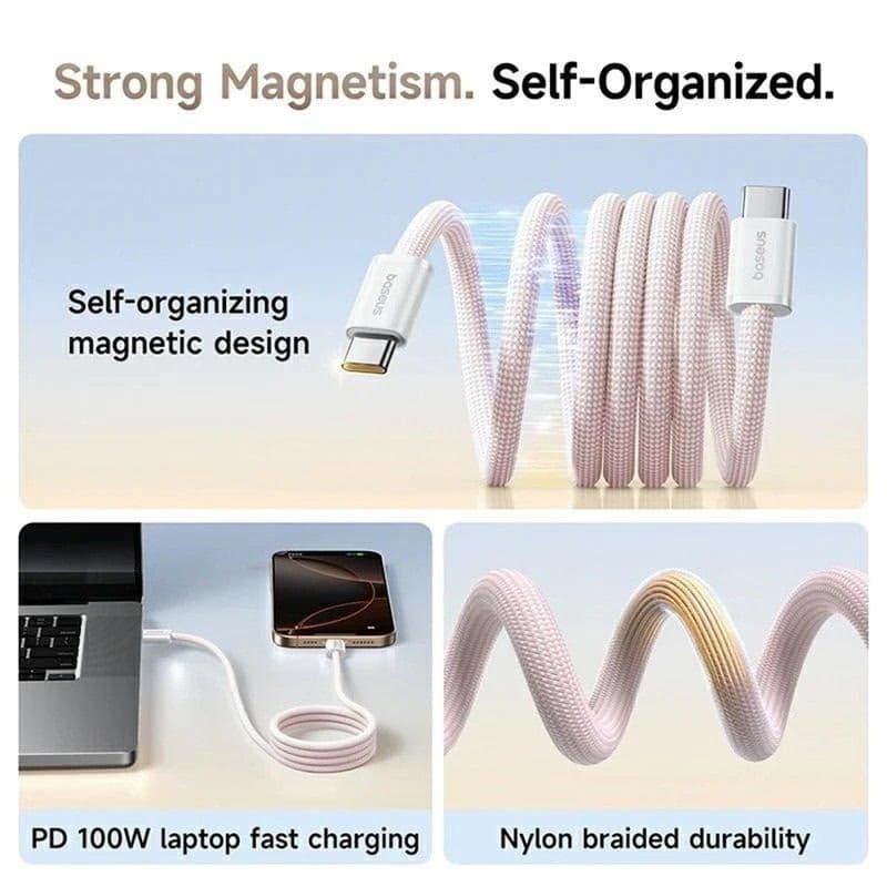 Baseus Dynamic 4 Pro Series Dátový Kábel USB-C - USB-C 100W 1m Baby Pink 2