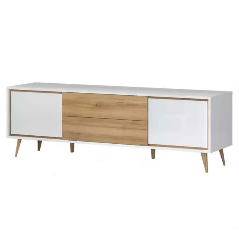 TV stolík Vida TV lakované pacific walnut/crystal white 1