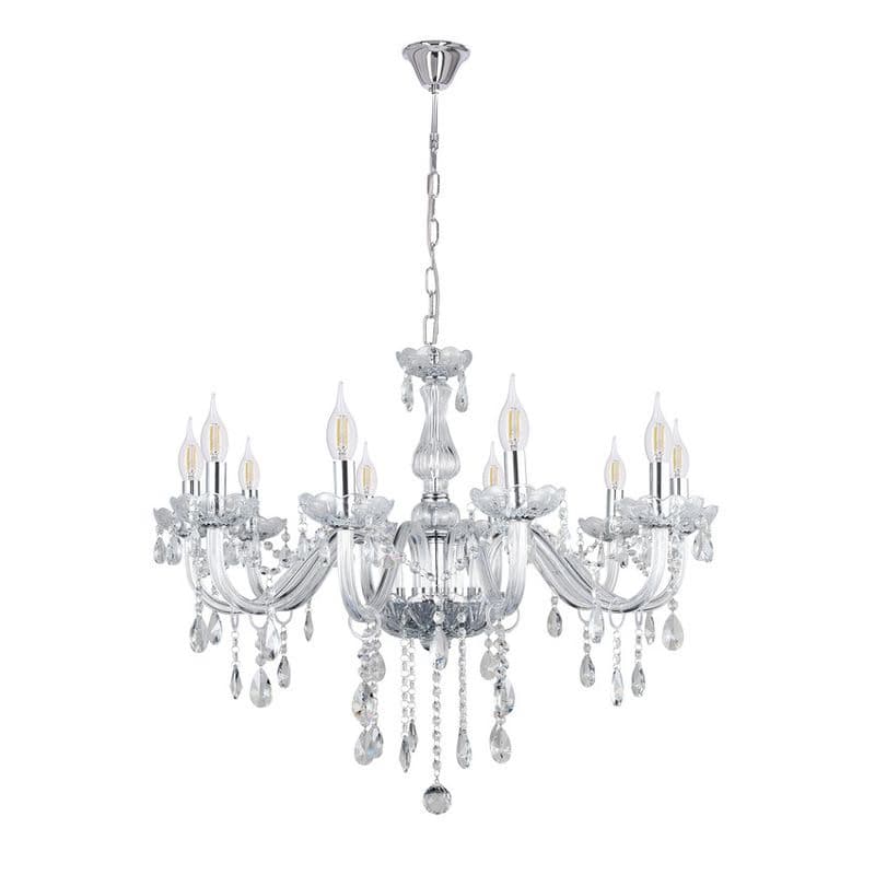 Závesná lampa Cristallo chróm 10x40W E14 priehľadná 1