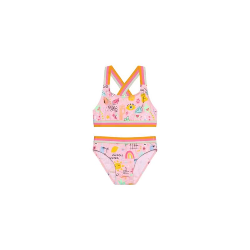 Dievčenské plavky COLOR KIDS Bikini W. Contrast Straps, AOP-4802-Fairy Rose 1