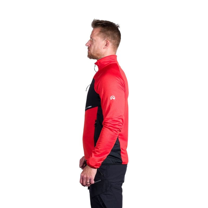 Pánska turistická mikina so zipsom NORTHFINDER PRIMO-361redblack 2