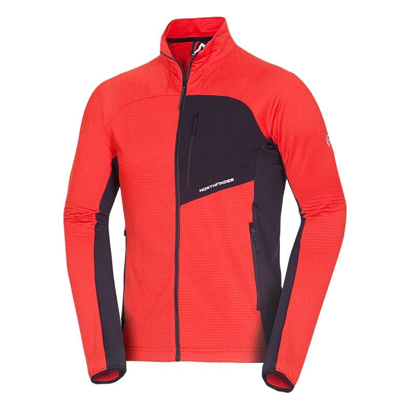 Pánska turistická mikina so zipsom NORTHFINDER PRIMO-361redblack 4