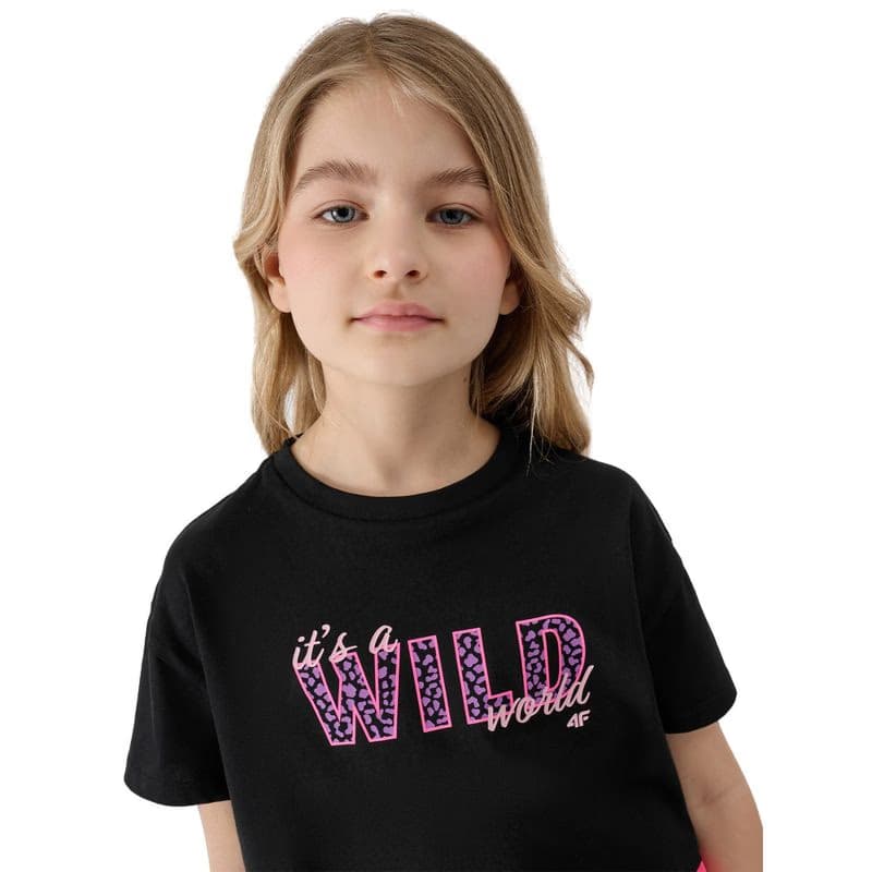 Dievčenské tričko s krátkym rukávom 4F JUNIOR TSHIRT-JWSS24TTSHF1144-20S-DEEP BLACK 2
