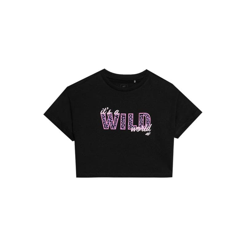 Dievčenské tričko s krátkym rukávom 4F JUNIOR TSHIRT-JWSS24TTSHF1144-20S-DEEP BLACK 4