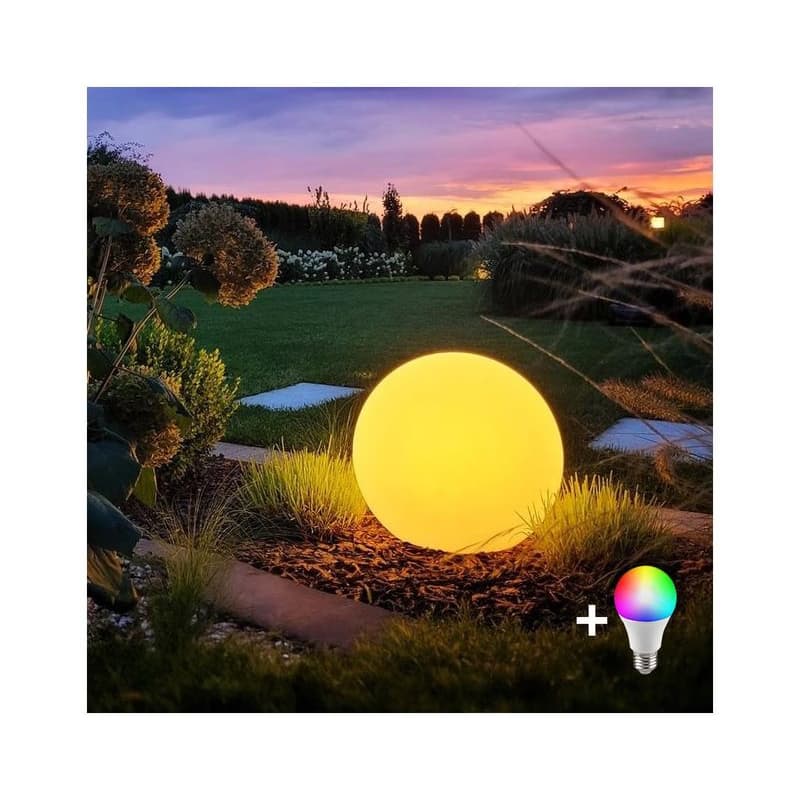 LED RGBW stmievateľná vonkajšia lampa GLOBO 1xE27/9W/230V pr. 40 cm IP44 MI2488+AI0819 1