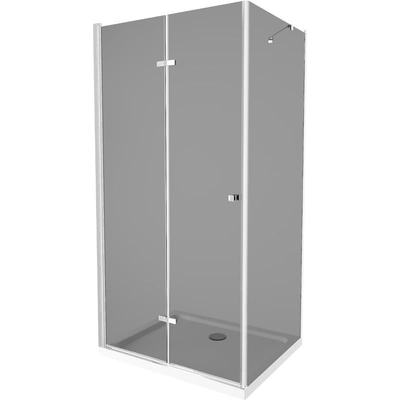 MEXEN/S - Lima sprchovací kút 80x70, grafit, chróm + biela vanička so sifónom 856-080-070-01-40-4010