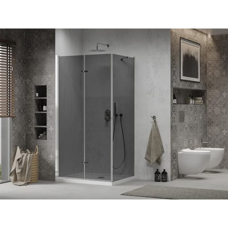 MEXEN/S - Lima sprchovací kút 80x70, grafit, chróm + biela vanička so sifónom 856-080-070-01-40-4010 2