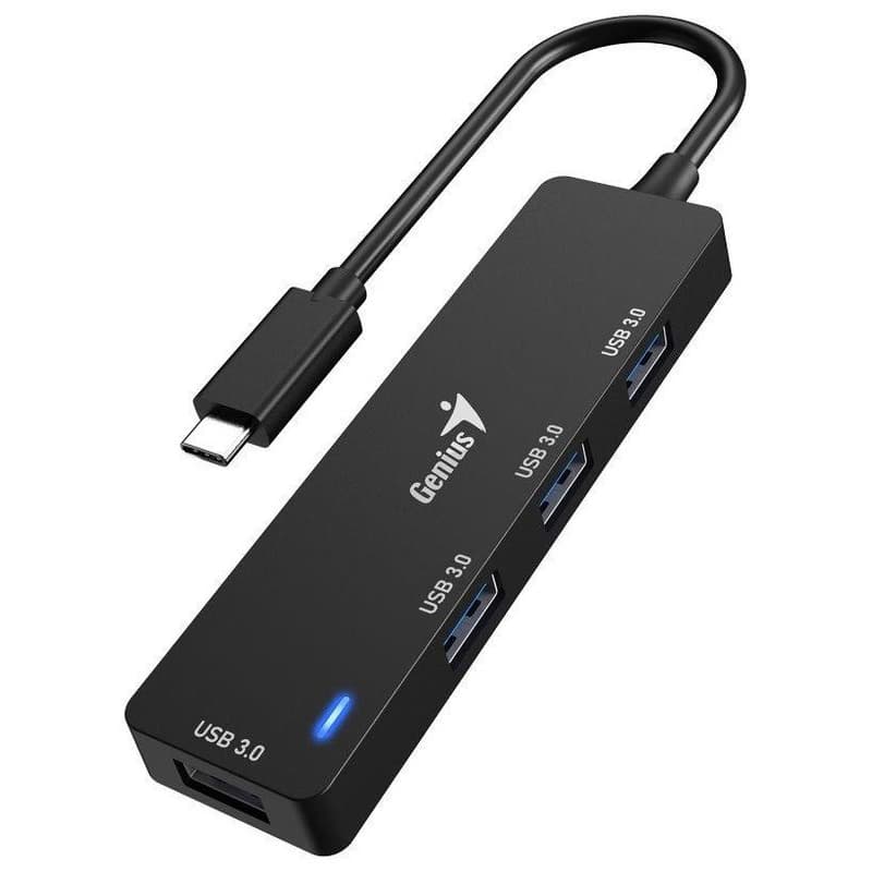 Genius UH-400 USB Hub, externý, USB-C na 4× USB 3.0, 15cm, čierny 1