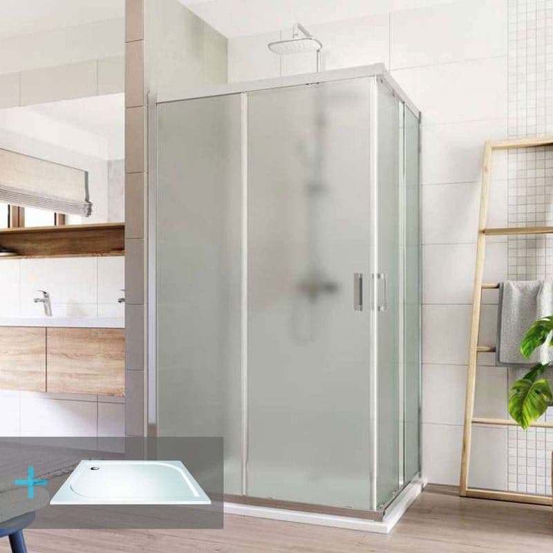 Mereo Sprchovací set: LIMA, obdĺžnik, 100x80 cm, chróm ALU, sklo Point, vanička liatá mramor CK82412KM
