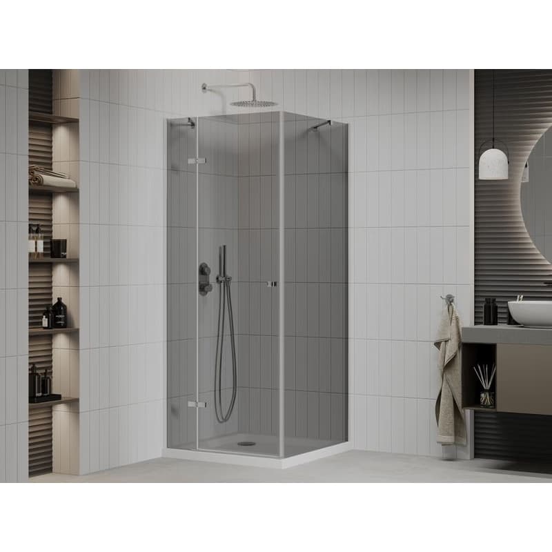 MEXEN/S - Roma sprchovací kút 80x80, grafit, chróm + biela vanička so sifónom 854-080-080-01-40-4010 2